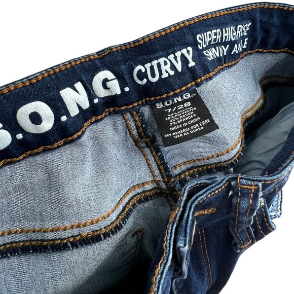 S.O.N.G. Curvy Lined Jeans w/ Distressed Hem| 28 - Picture 5 of 6